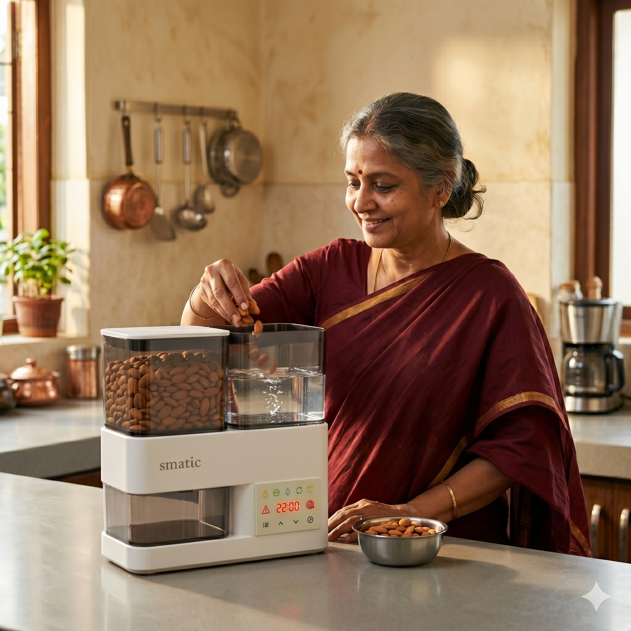 Woman using SMATIC Almond Soaker