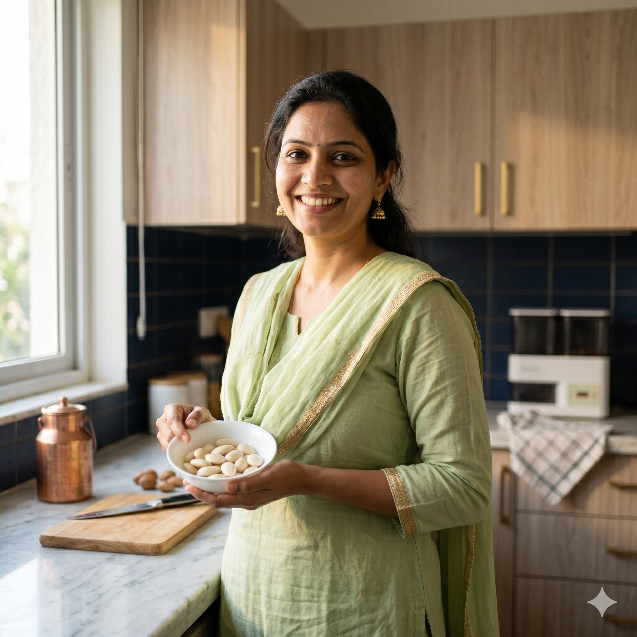 Woman using SMATIC Almond Soaker